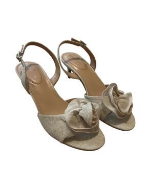 Bandolino Miller Women's Pump Beige Flower Open Toe Sling Back Size 9 M
